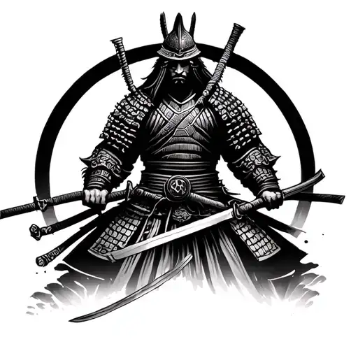 Samurai Warrior Peace With War In The Background
