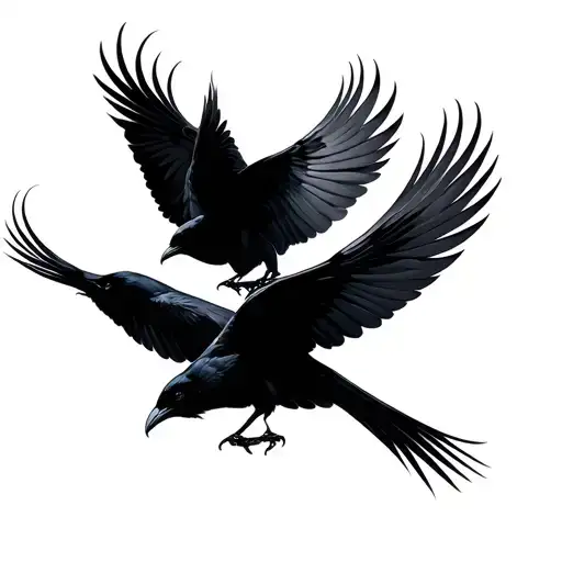 Minimalist Crows Flying Away