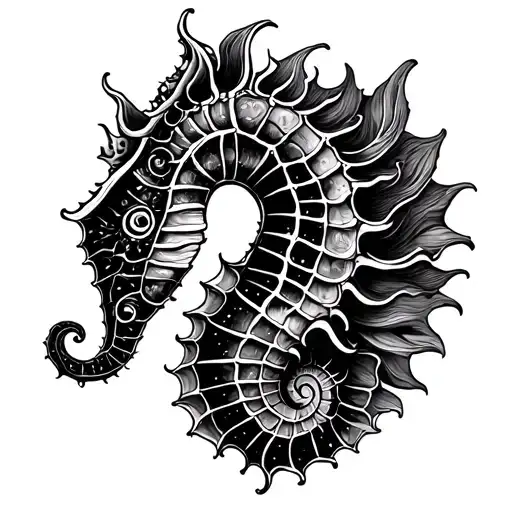 Seahorse Beautiful Blackwork