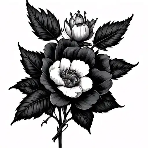 Floral Sets For A Calf Foot Tattoo Design Incorporating Symbols