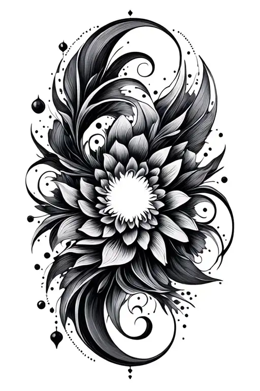 Ornamental Blackout Abstract Shape Dotwork