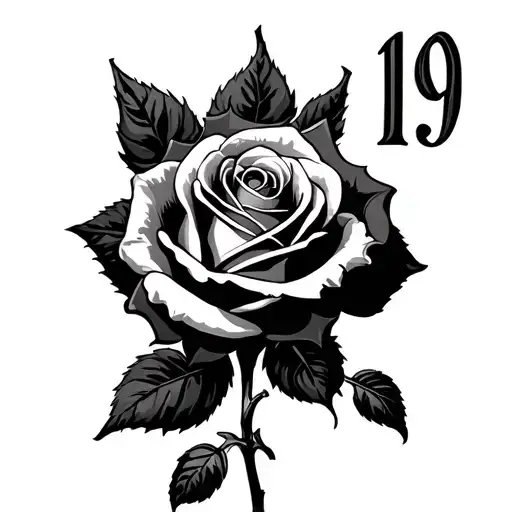 Dark Tower Rose With The Number 19 Incorporated