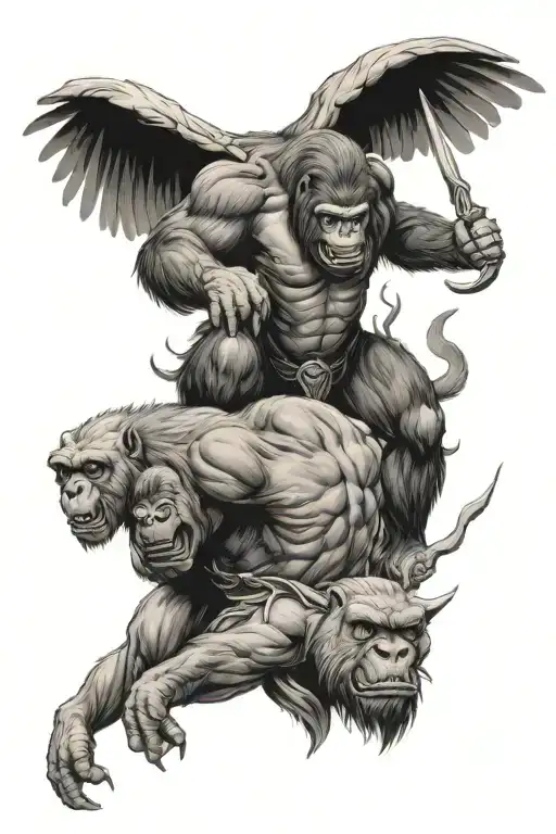 Gorilla And Saitn Michael Archangel