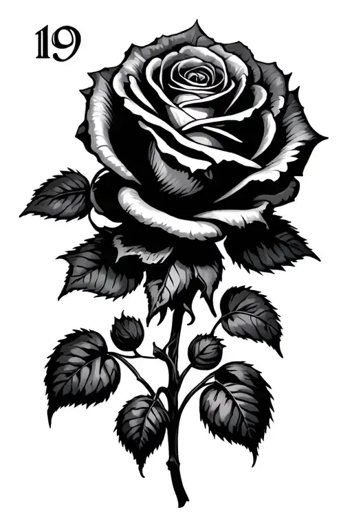 Dark Tower Rose With The Number 19 Incorporated