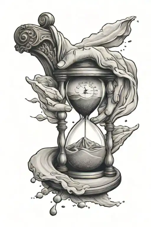 Hour Glass With Sand Pouring In Hand Holding