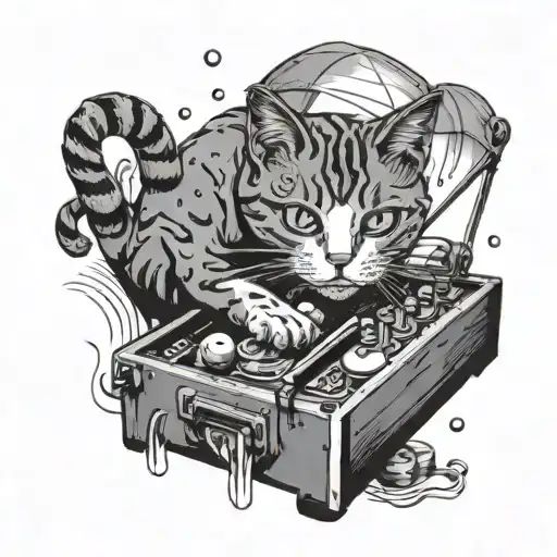 Arwen The Cat Playing With Pinball Machine Parts In The Rain