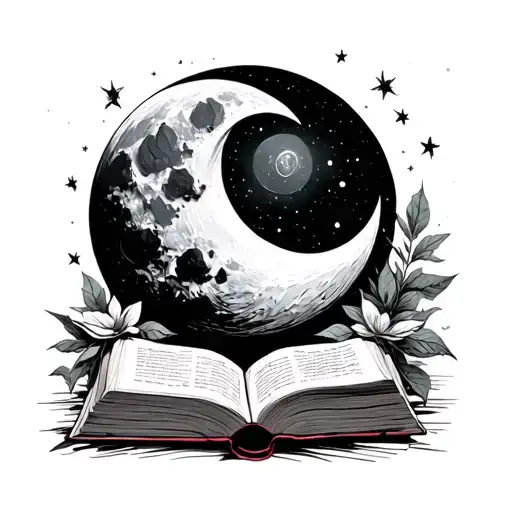 Moon And Book Open In Front