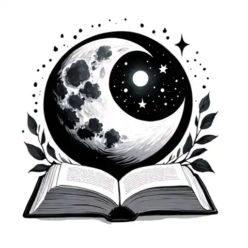 Moon And Book Open In Front