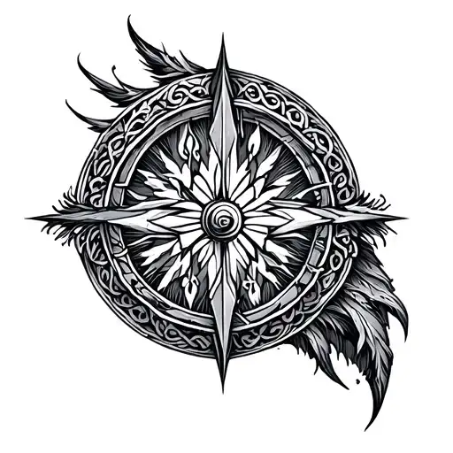 Nordic Vegvisir Shoulder Tattoo Design