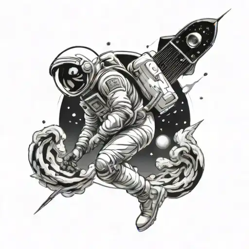Spaceman And Blackhole Behind Him