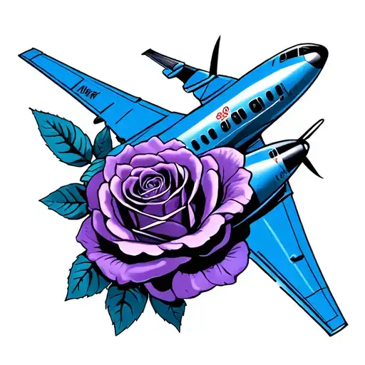 Blue Battery Plane & Purple Rose Taken