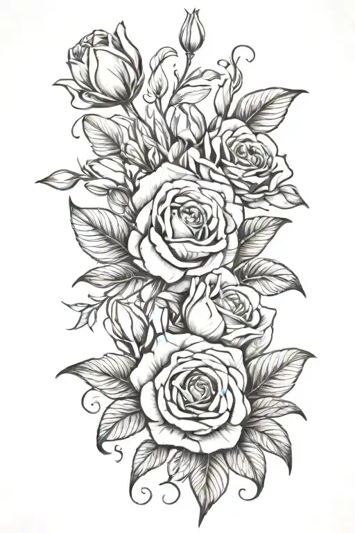 Roses And Tulips Growing Together
