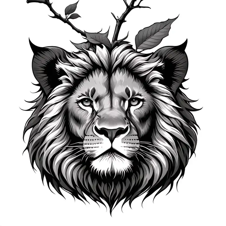 Lion Face In Apple Tree