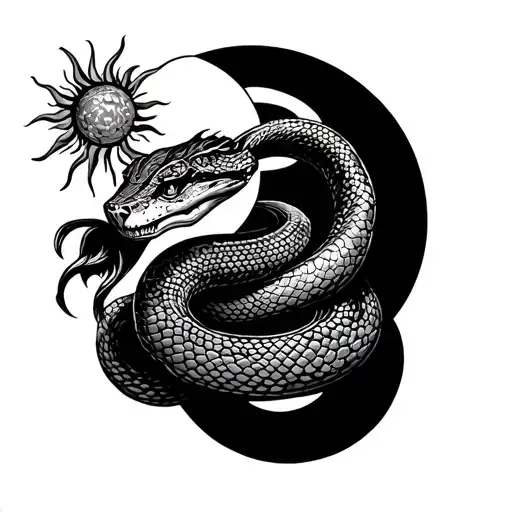 Detailed Snake And Sun