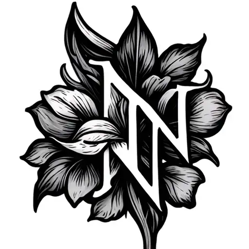 Fleur De Lily With Letter M And N