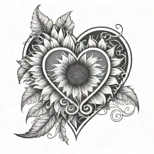 Heart With Infinity Symbol Intertwined With Sunflower On The Infinity Symbol