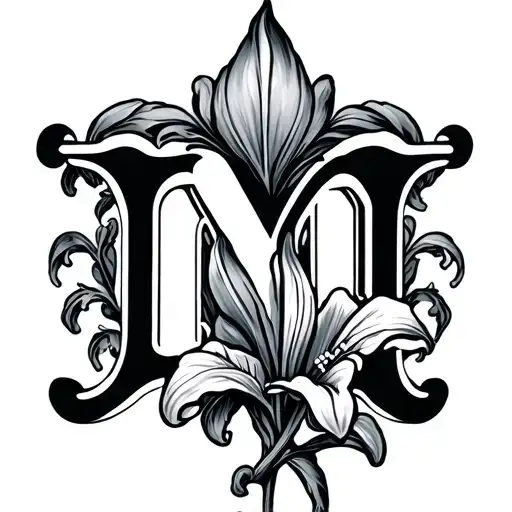 Fleur De Lily With Letter M And N