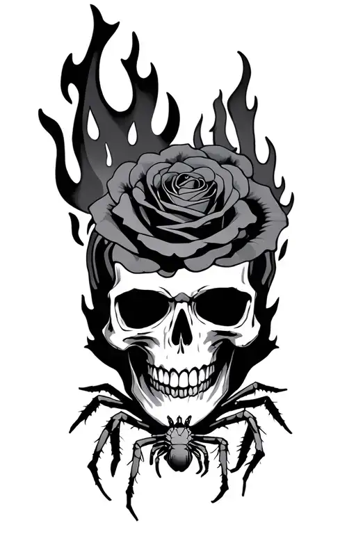 Skull Roses Spiders Fire