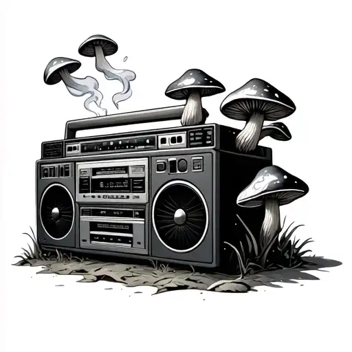 Boombox With Mushrooms Toad Smoking