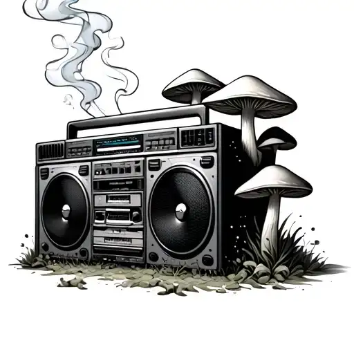 Boombox With Smoking Mushrooms