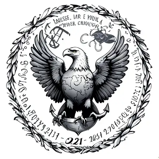 Eagle Globe And Anchor Surrounded By Birthdates