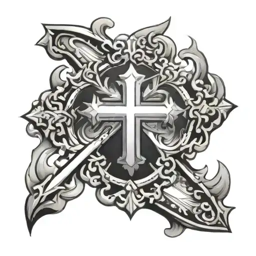 Catholic Cross With Fire