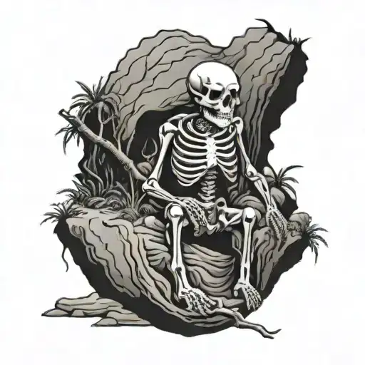 Skeleton Climbing Out Of A Dirt Mound