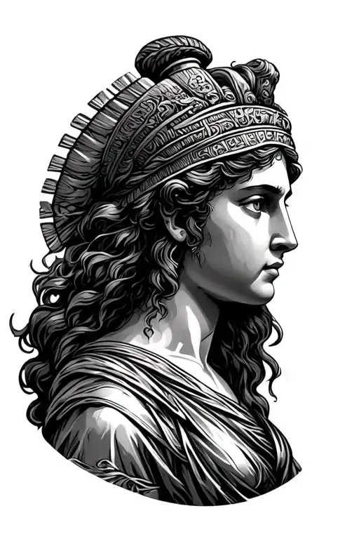 Athena Greek Mythology Front Profile Ethereal Depiction