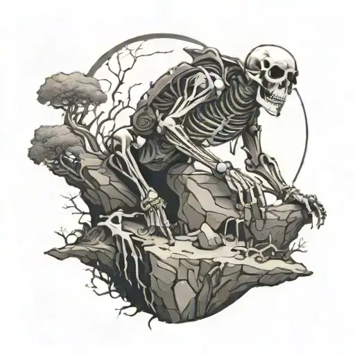 Skelton Halfway Climbing Out Of The Ground