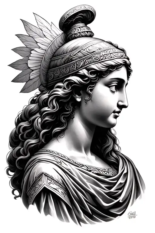 Athena Greek Mythology Front Profile Ethereal Depiction