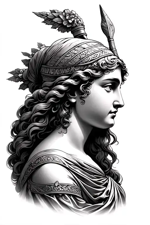 Athena Greek Mythology Front Profile Ethereal Depiction Mystical Beauty