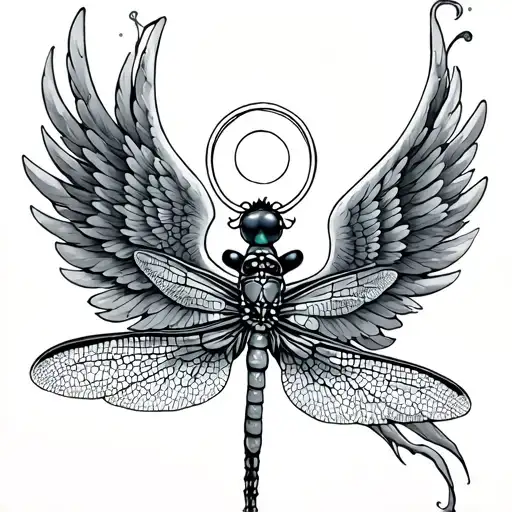 Angel Wings On A Dragonfly With A Halo