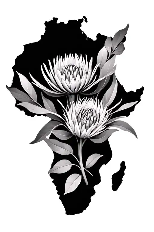 Africa Shape With Protea Flower Transforming