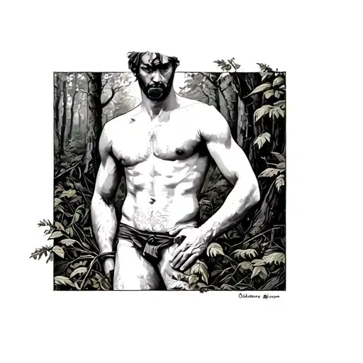 Nude Man In Forest