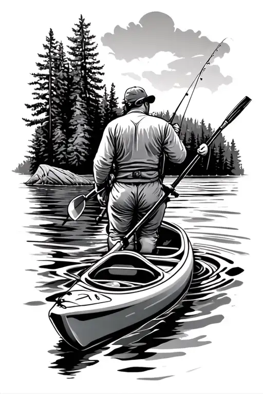 Kayak Fisherman Casting A Line