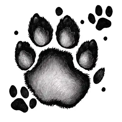 Cat Paw Prints With Cat Outline
