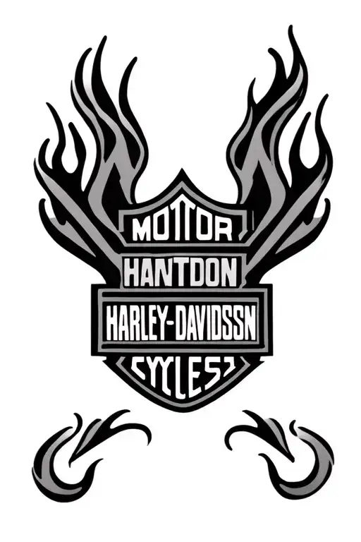 Harley Davidson Bar And Shield Logo With Geometric Tribal And Flame