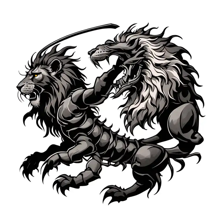 A Scorpio Battling A Lion