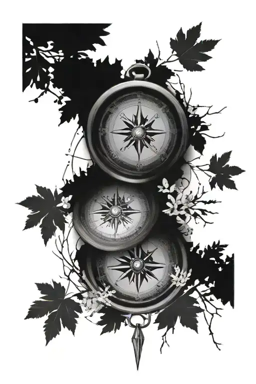 Compass Surrounded By Trees