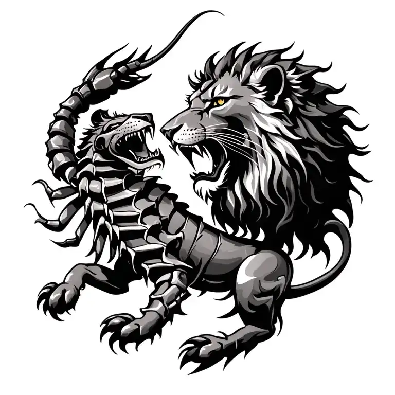 A Scorpio Battling A Lion