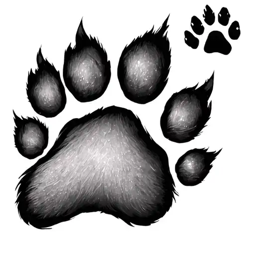 Cat Paw Prints With Cat Outline