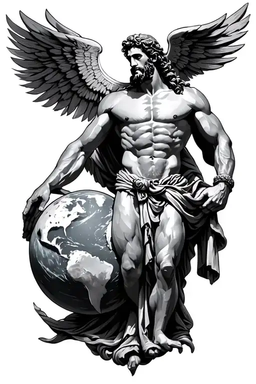 Greek Titan Atlas Holding The Earth