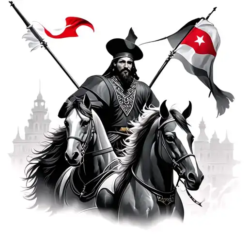 Mehmed The Conquerer And The Ottoman Empire Turkish Flag With Horses