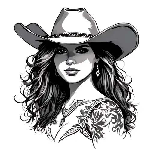 Cowgirl With Hat Covering Face