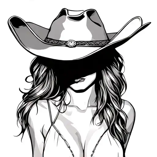 Cowgirl With Hat Covering Face
