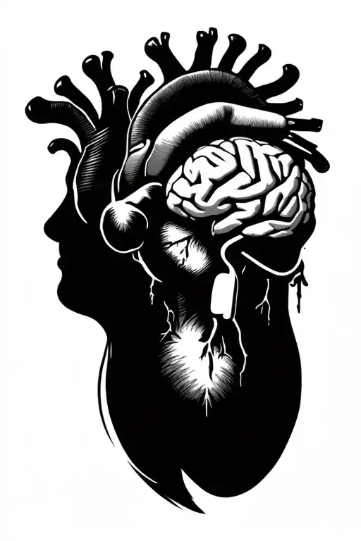 Heart And Brain Two Hand Side