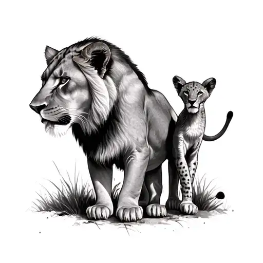 Lioness And Her Baby