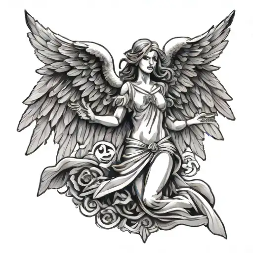 Female Guardian Angel With Wings Spread