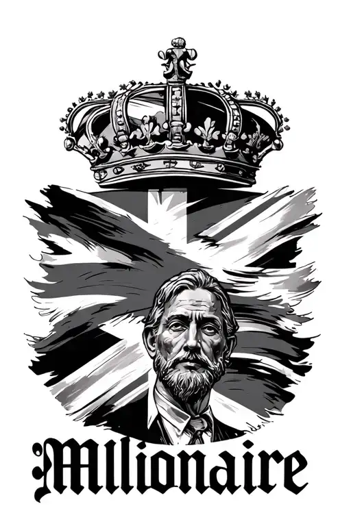 Millionaire Word With A Mhadev Picture With United Kingdom Flag