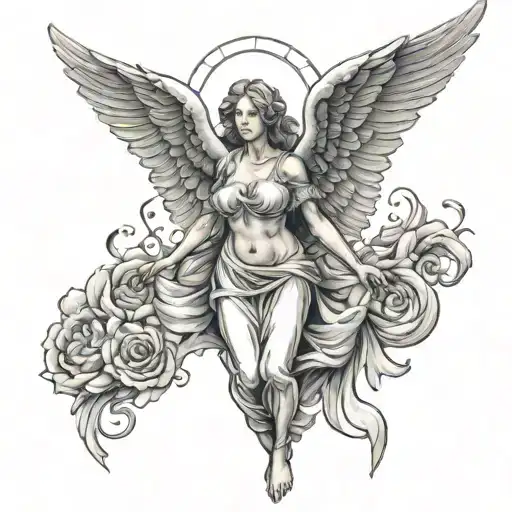 Female Guardian Angel With Wings Spread Wide